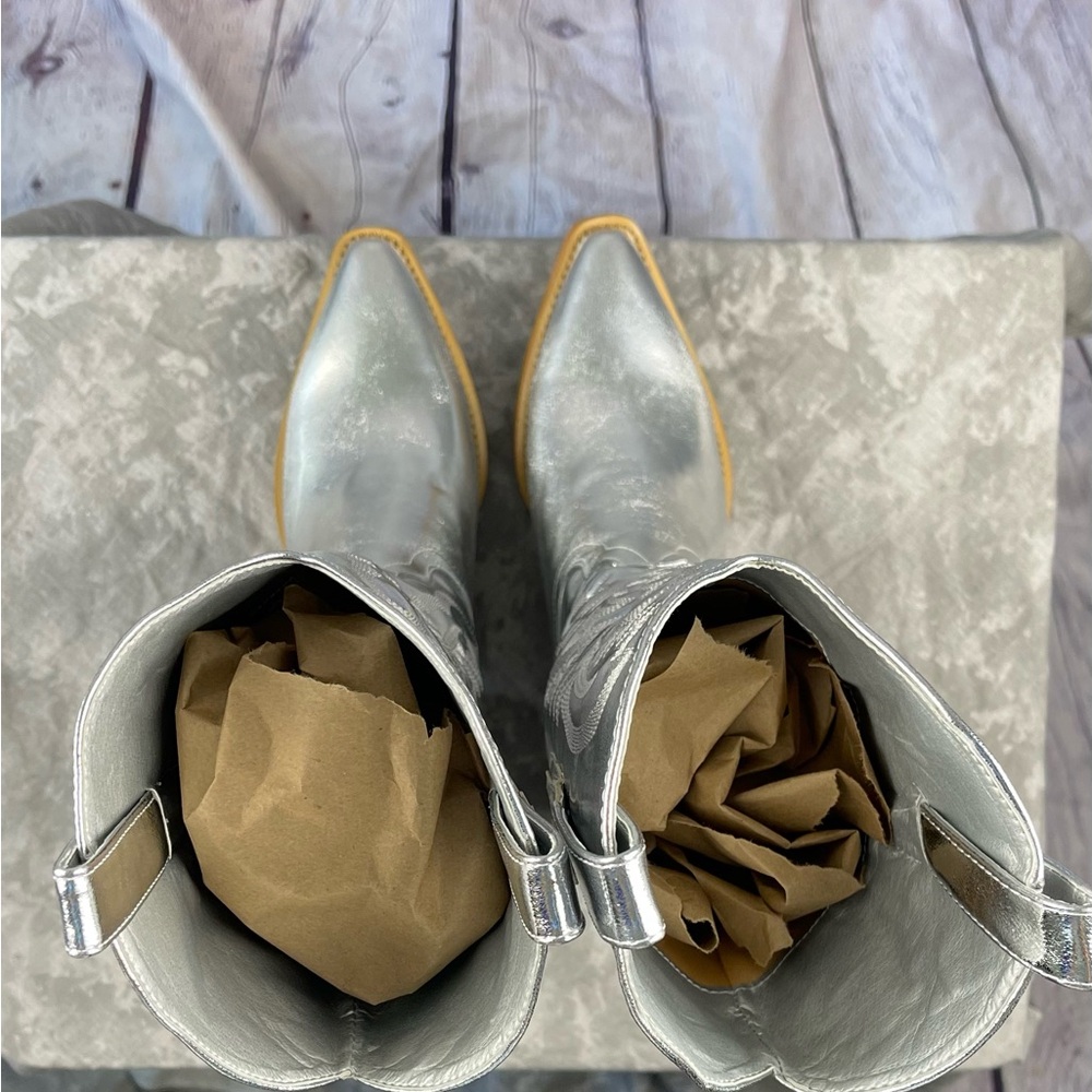 New Silver Western Cowboy Boots Size 7 - Picture 13 of 13